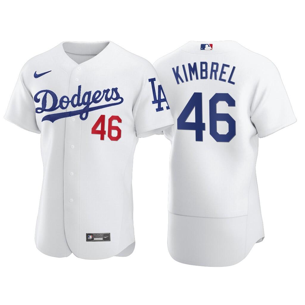 Personalized Men’s Los Angeles Dodgers #46 Craig Kimbrel White Flex Base Stitched Jersey