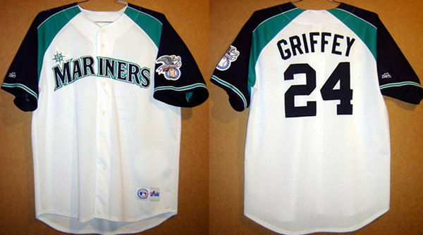 Personalized Men’s Seattle Mariners #24 Ken Griffey White Stitched Jersey