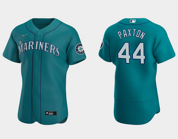 Personalized Men’s Seattle Mariners #44 James Paxton Aqua Flex Base Stitched Jersey