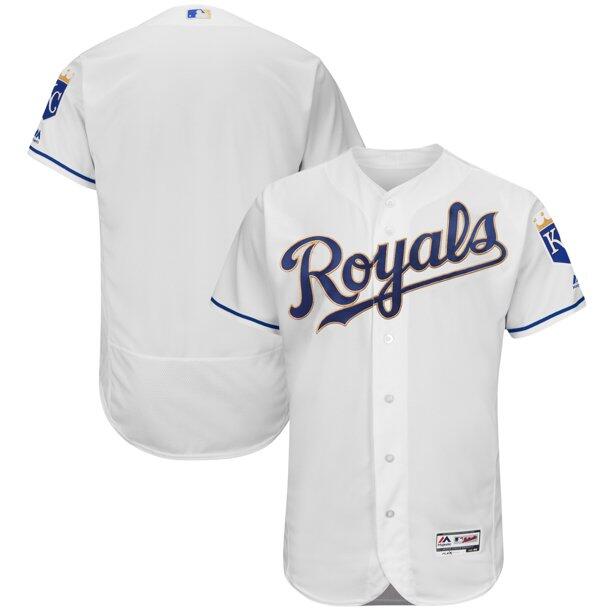 Personalized Men’s Kansas City Royals Blank White Gold Flex Base Stitched Jersey
