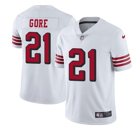 Personalized Men’s San Francisco 49ers #21 Frank Gore White Stitched Jersey