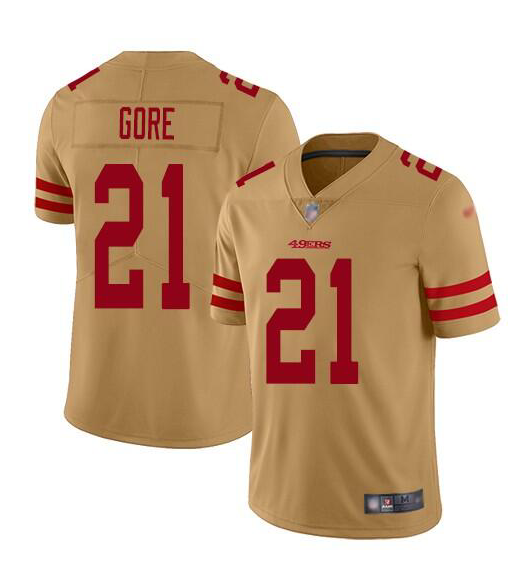 Personalized Men’s San Francisco 49ers #21 Frank Gore Golden Stitched Jersey