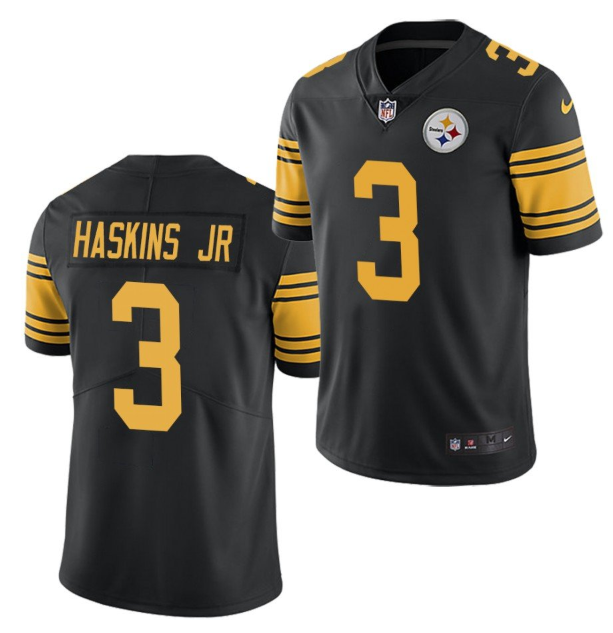 Personalized Men’s Pittsburgh Steelers #3 Dwayne Haskins Jr. Black Color Rush Limited Stitched Jersey