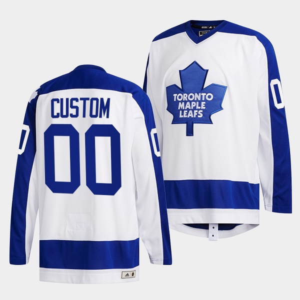 Personalized Men’s Toronto Maple Leafs White Classics Primary Logo Stitched Jersey