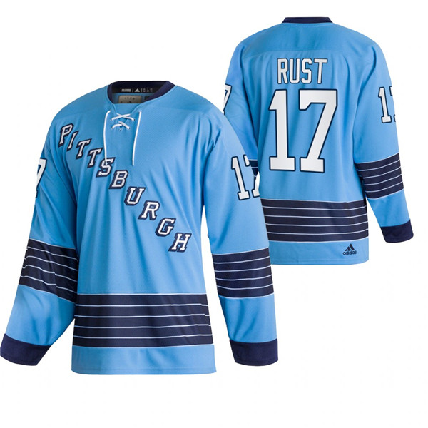 Personalized Men’s Pittsburgh Penguins #17 Bryan Rust 2022 Blue Classics Stitched Jersey