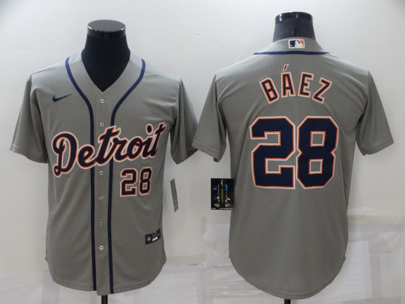 Personalized Men’s Detroit Tigers #28 Javier Báez Grey Cool Base Stitched Jersey