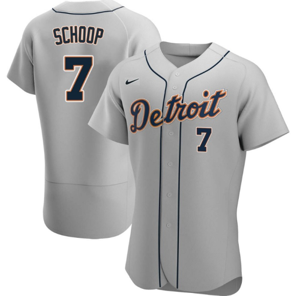 Personalized Men’s Detroit Tigers #7 Jonathan Schoop Grey Flex Base Stitched Jersey