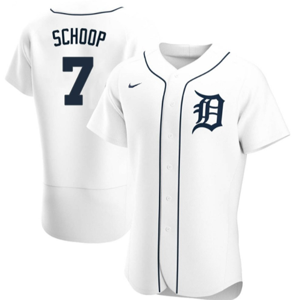 Personalized Men’s Detroit Tigers #7 Jonathan Schoop White Flex Base Stitched Jersey