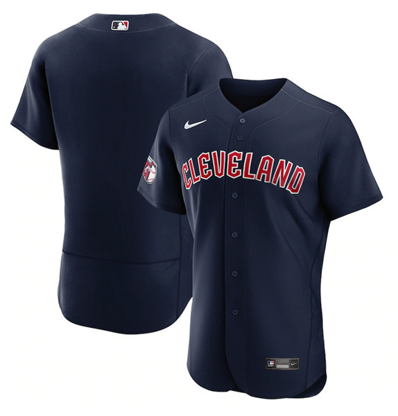Personalized Men’s Cleveland Guardians Blank Navy Flex Base Stitched Jersey