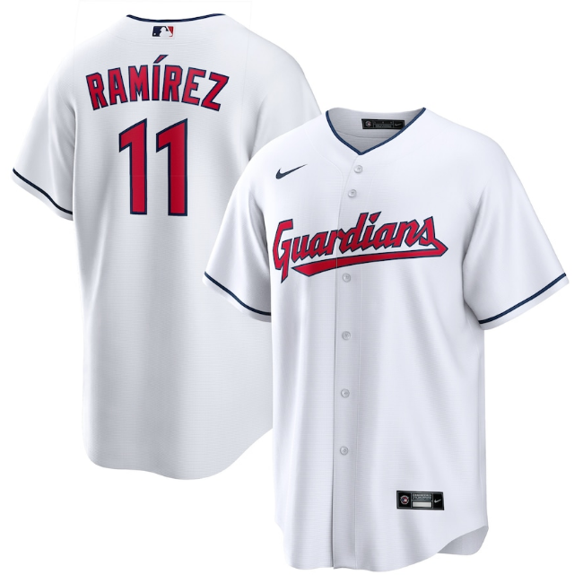 Personalized Men’s Cleveland Guardians #11 José Ramírez White Cool Base Stitched Baseball Jersey