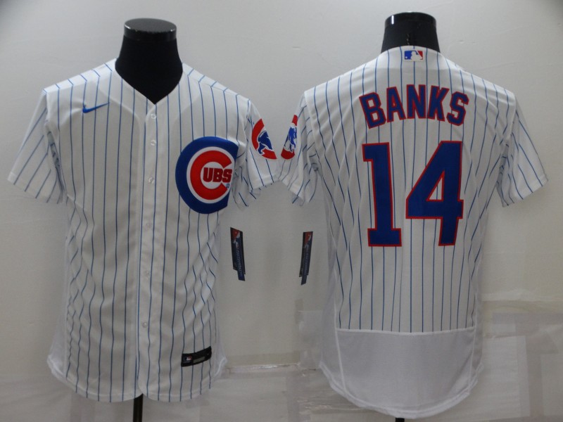 Personalized Men’s Chicago Cubs #14 Ernie Banks White Flex Base Stitched Jersey