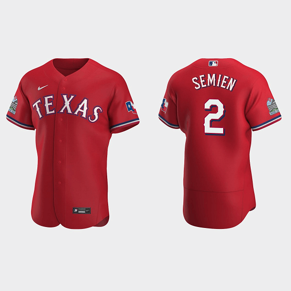 Personalized Men’s Texas Rangers #2 Marcus Semien Red Flex Base Stitched Jersey