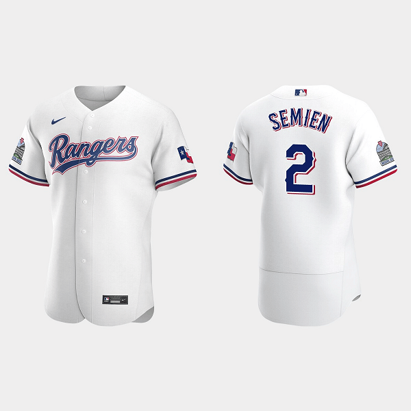 Personalized Men’s Texas Rangers #2 Marcus Semien White Flex Base Stitched Jersey