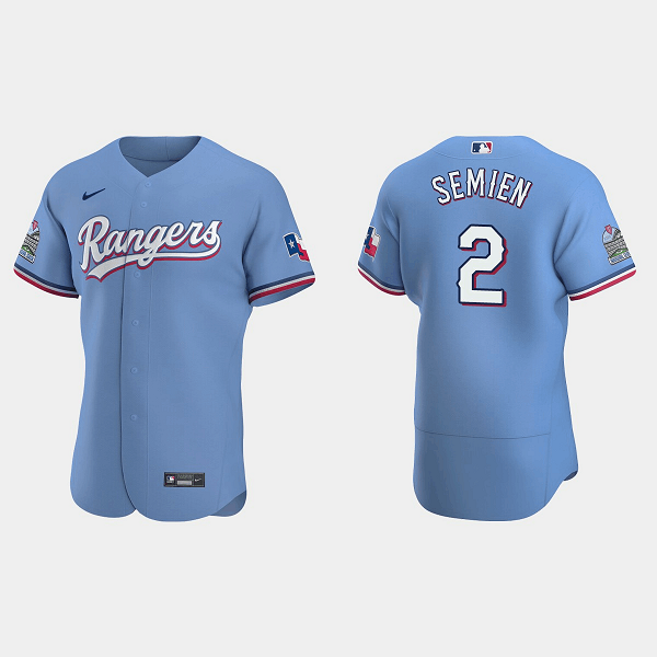 Personalized Men’s Texas Rangers #2 Marcus Semien Light Blue Flex Base Stitched Jersey