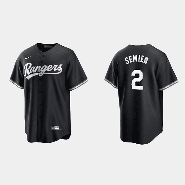Personalized Men’s Texas Rangers #2 Marcus Semien Black Cool Base Stitched Baseball Jersey