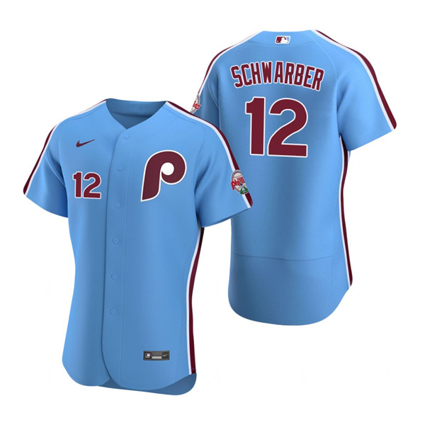 Personalized Men’s Philadelphia Phillies #12 Kyle Schwarber Blue Flex Base Stitched Baseball Jersey