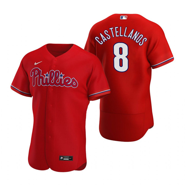 Personalized Men’s Philadelphia Phillies #8 Nick Castellanos Red Flex Base Stitched Baseball Jersey