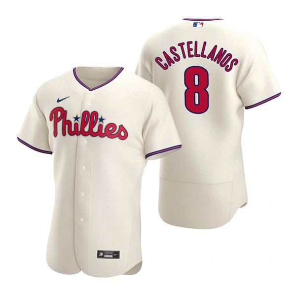 Personalized Men’s Philadelphia Phillies #8 Nick Castellanos Cream Flex Base Stitched Baseball Jersey