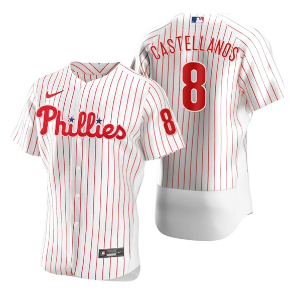 Personalized Men’s Philadelphia Phillies #8 Nick Castellanos White Flex Base Stitched Baseball Jersey