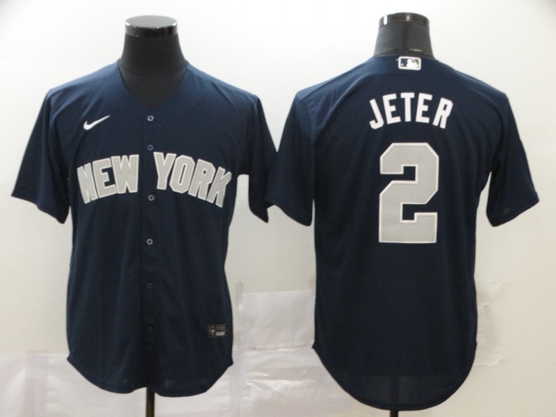 Personalized Men’s New York Yankees #2 Derek Jeter Navy Cool Base Stitched Jersey