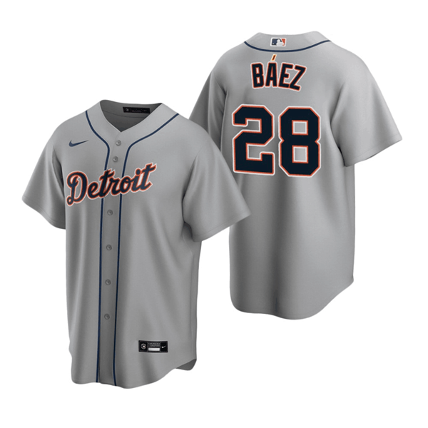 Personalized Men’s Detroit Tigers #28 Javier Báez Grey Cool Base Stitched Jersey