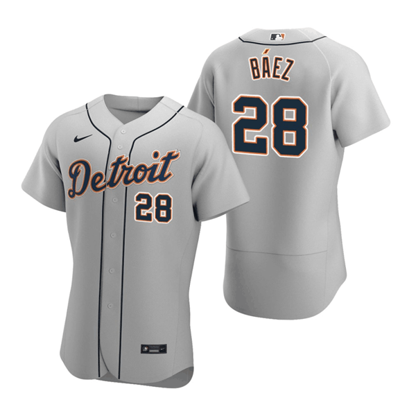 Personalized Men’s Detroit Tigers #28 Javier Báez Grey Flex Base Stitched Jersey