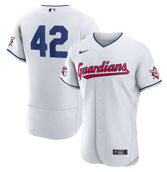 Personalized Men’s Cleveland Guardians #42 Jackie Robinson White Flex Base Stitched Jersey