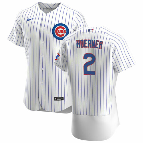 Personalized Men’s Chicago Cubs #2 Nico Hoerner White Flex Base Stitched Jersey
