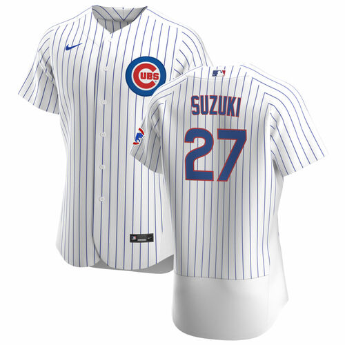 Personalized Men’s Chicago Cubs #27 Seiya Suzuki White Flex Base Stitched Jersey
