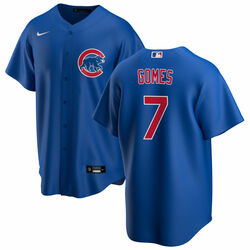 Personalized Men’s Chicago Cubs #7 Yan Gomes Blue Cool Base Stitched Baseball Jersey