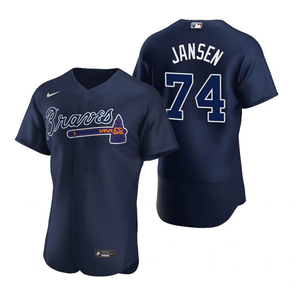 Personalized Men’s Atlanta Braves #74 Kenley Jansen Navy Flex Base Stitched Baseball Jersey