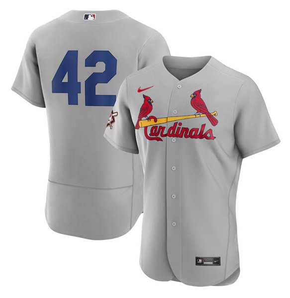 Personalized Men’s St. Louis Cardinals #42 Jackie Robinson Grey Flex Base Stitched Jersey