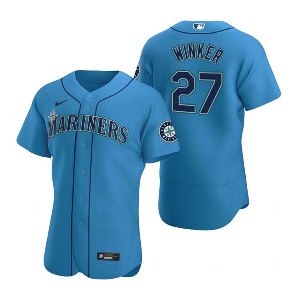 Personalized Men’s Seattle Mariners #27 Jesse Winker Royal Flex Base Stitched Jersey