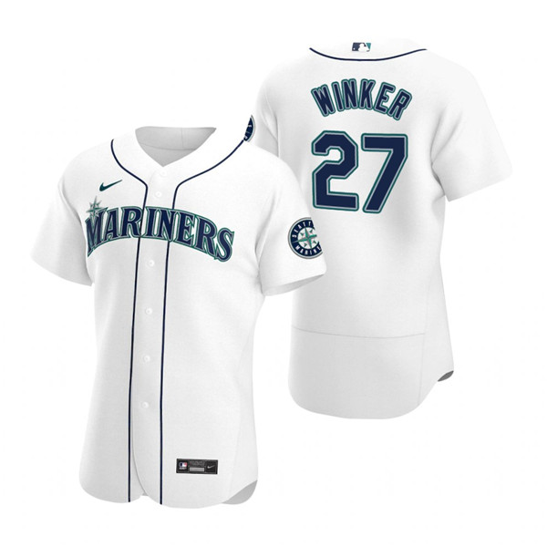 Personalized Men’s Seattle Mariners #27 Jesse Winker White Flex Base Stitched Jersey