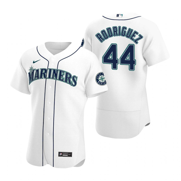 Personalized Men’s Seattle Mariners 44 Julio Rodríguez White Flex Base Stitched Jersey