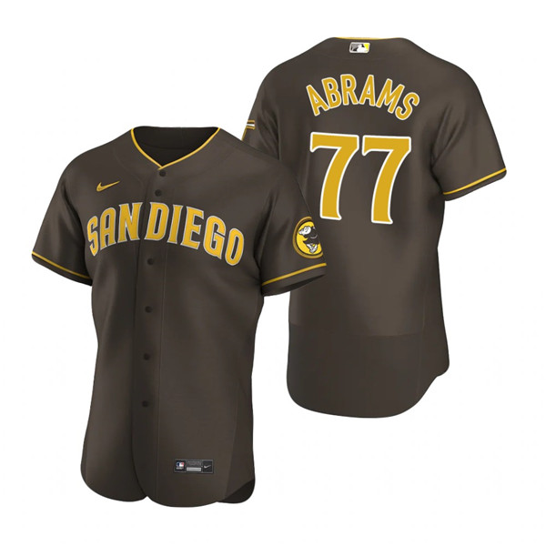 Personalized Men’s San Diego Padres #77 C.J. Abrams Brown Flex Base Stitched Baseball Jersey