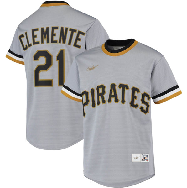 Personalized Men’s Pittsburgh Pirates #21 Roberto Clemente Grey Stitched Jersey