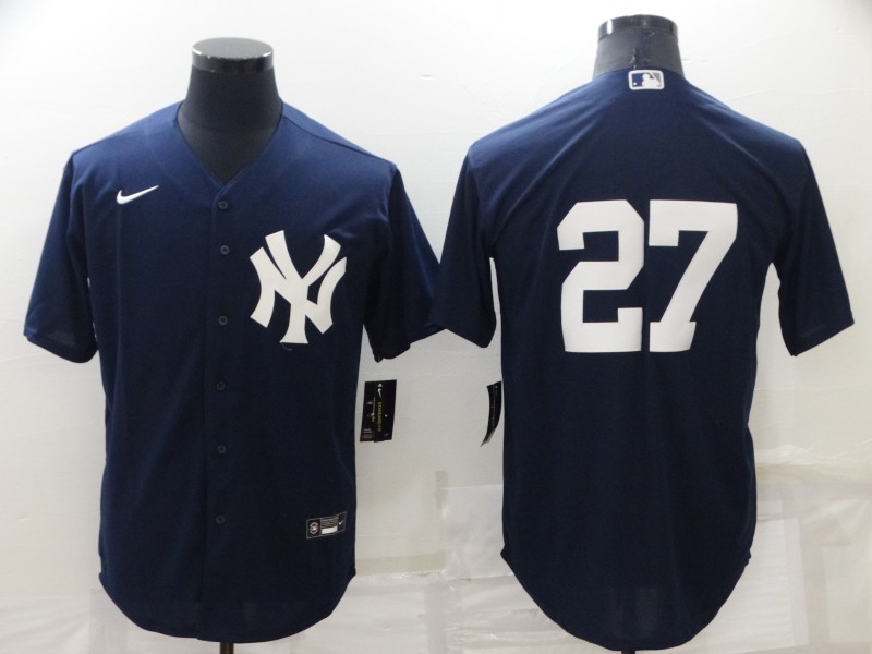 Personalized Men’s New York Yankees #27 Giancarlo Stanton Navy Cool Base Stitched Jersey
