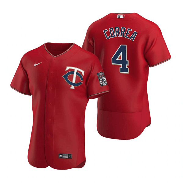 Personalized Men’s Minnesota Twins #4 Carlos Correa Red Flex Base Stitched Jersey