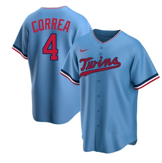 Personalized Men’s Minnesota Twins #4 Carlos Correa Blue Cool Base Stitched Jersey