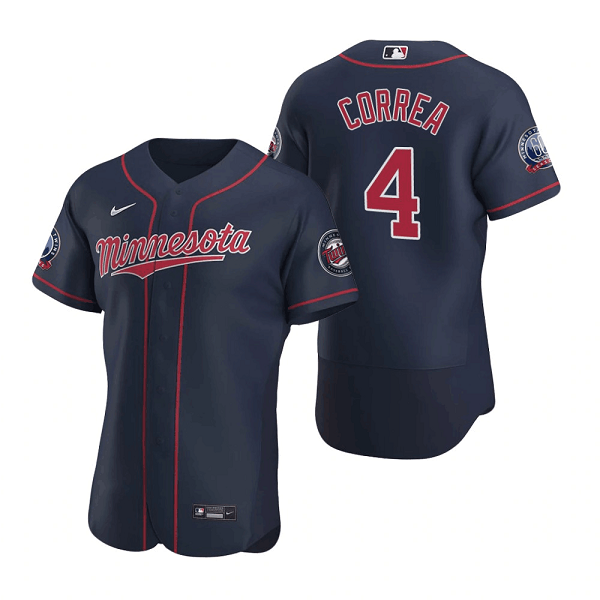 Personalized Men’s Minnesota Twins #4 Carlos Correa Navy Flex Base Stitched Jersey