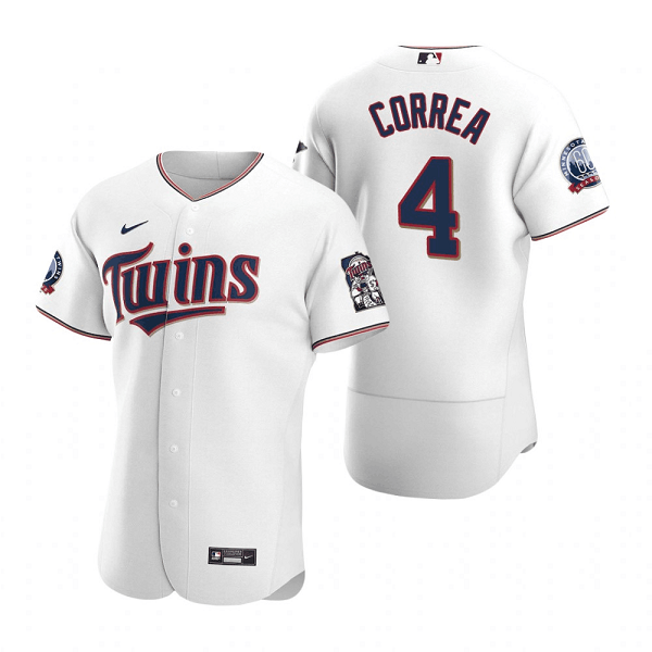 Personalized Men’s Minnesota Twins #4 Carlos Correa White Flex Base Stitched Jersey