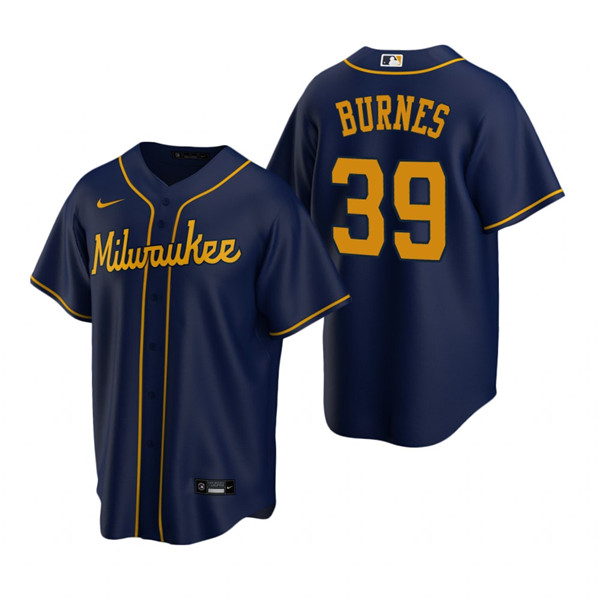 Personalized Men’s Milwaukee Brewers #39 Corbin Burnes Navy Cool Base Stitched Jersey