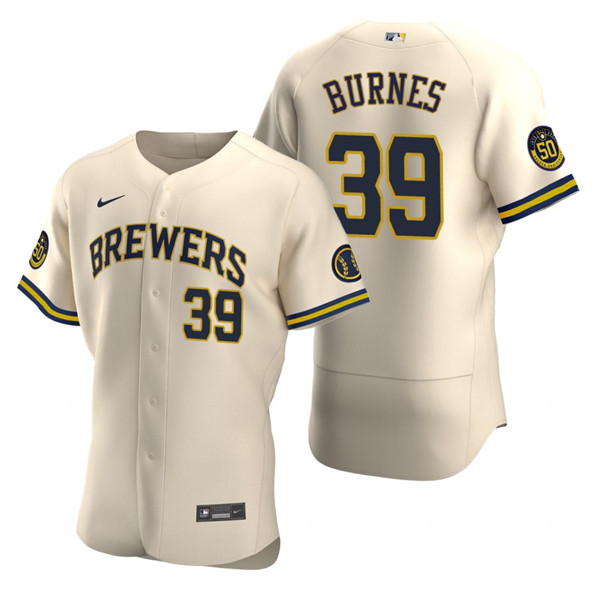 Personalized Men’s Milwaukee Brewers #39 Corbin Burnes Cream Flex Base Stitched MLB Jersey