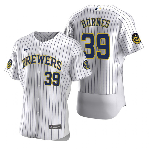 Personalized Men’s Milwaukee Brewers #39 Corbin Burnes White Flex Base Stitched MLB Jersey