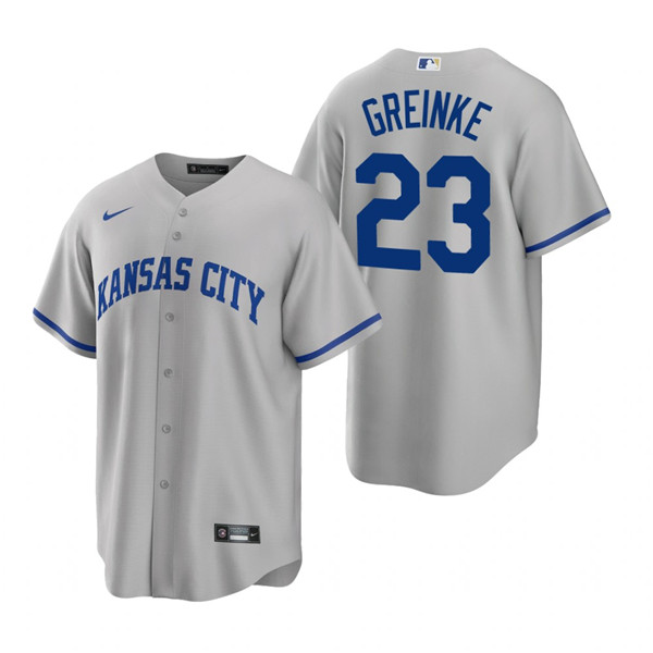 Personalized Men’s Kansas City Royals #23 Zack Greinke Grey Cool Base Stitched Jersey