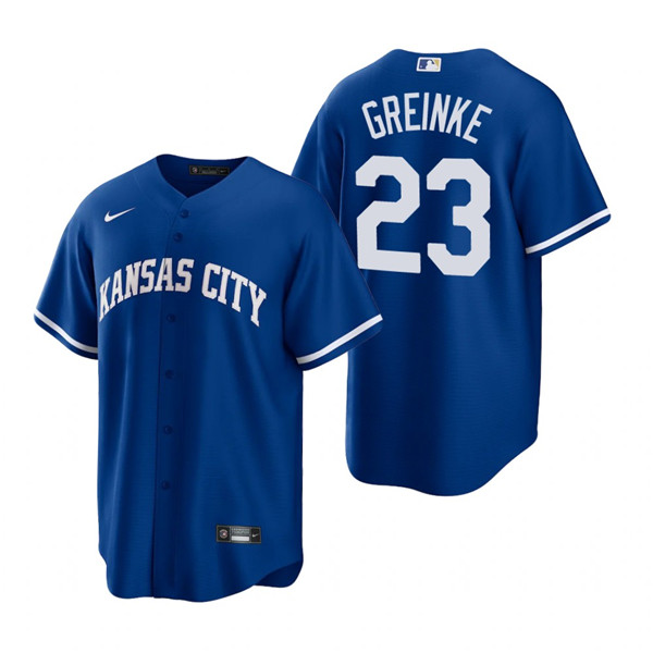 Personalized Men’s Kansas City Royals #23 Zack Greinke Royal Cool Base Stitched Jersey