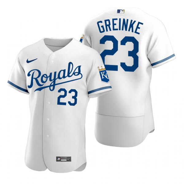 Personalized Men’s Kansas City Royals #23 Zack Greinke White Flex Base Stitched Jersey