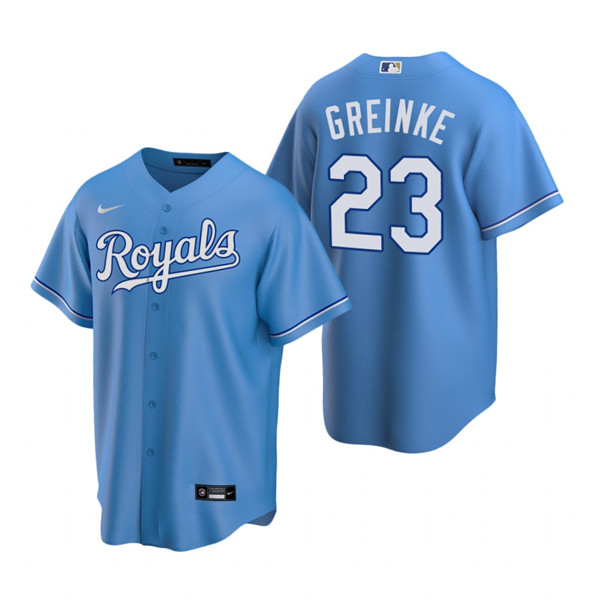 Personalized Men’s Kansas City Royals #23 Zack Greinke Light Blue Cool Base Stitched Jersey