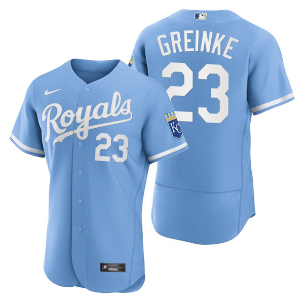 Personalized Men’s Kansas City Royals #23 Zack Greinke Light Blue Flex Base Stitched Jersey